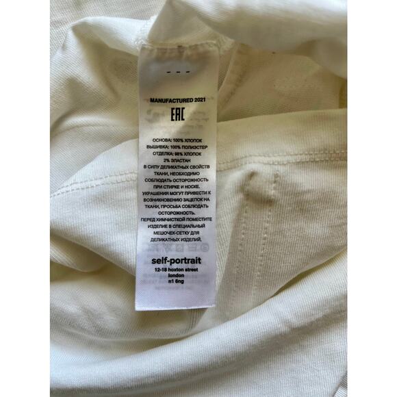 Self-Portrait Lace Applique Tee Shirt White Size 6 - Picture 6 of 7